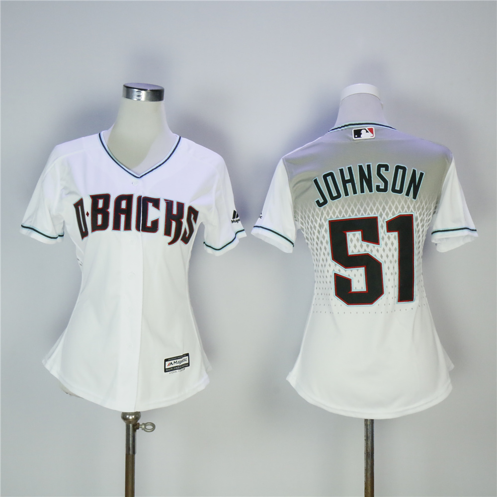 Women Arizona Diamondback 51 Johnson White MLB Jerseys